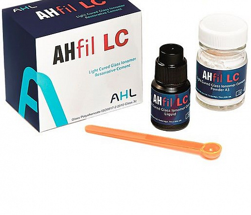 Цемент стом. стеклоионом.AHfil LC" (Light Cured Glass Ionomer Restorative Cement), набор,  15г