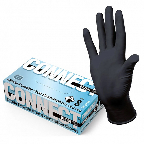 Перчатки нитриловые черные нестирил.смотр. CONNECT ULTRA (INTCO) XL (9 1/2) 50 пар/упак