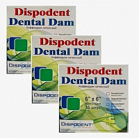 Латексные листы для раббердама  Dispodent DentalDam размер 152х152 мм., Плотность: Средняя